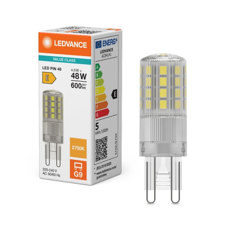 Ledvance G9 LED PIN 4,5W wie 48W 2700K warmweißes Wohnlicht in Stiftform